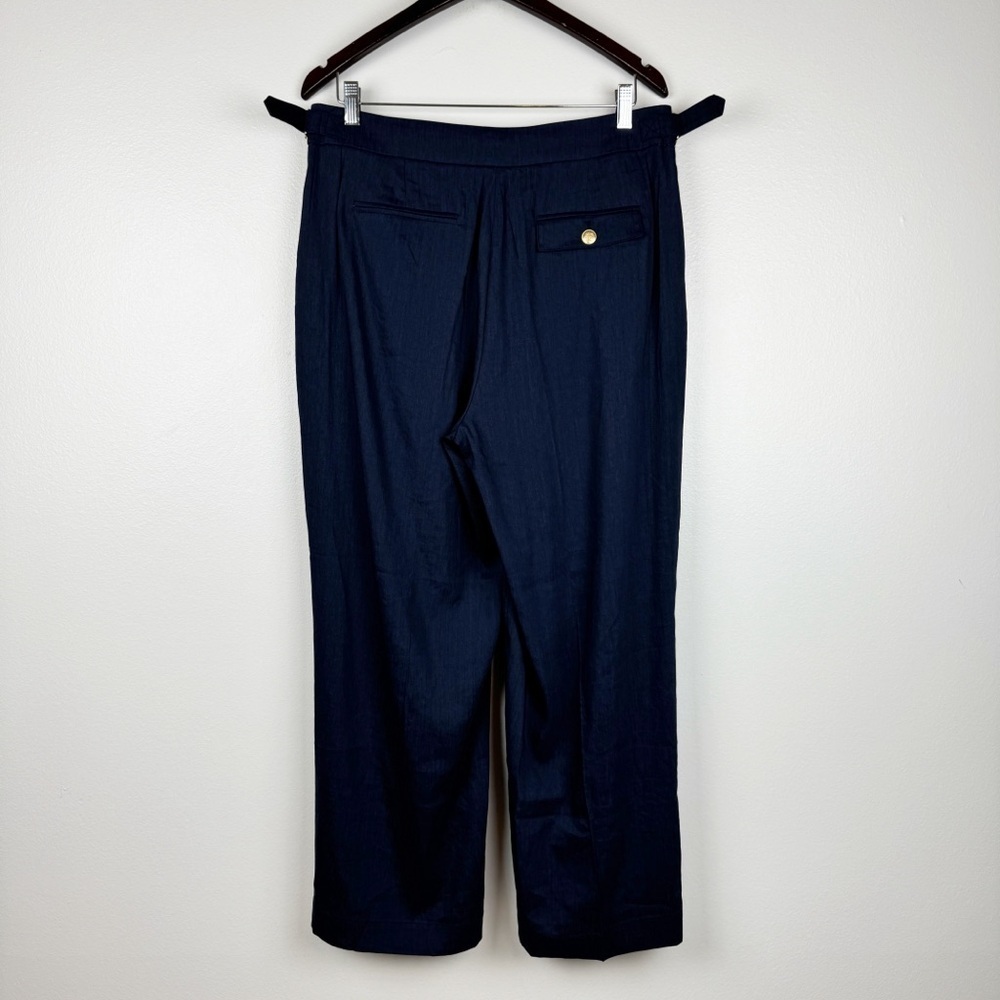 J. Crew Collection Side Tab Trouser Italian Linen Blend Navy Size 12 NWT - Picture 5 of 9